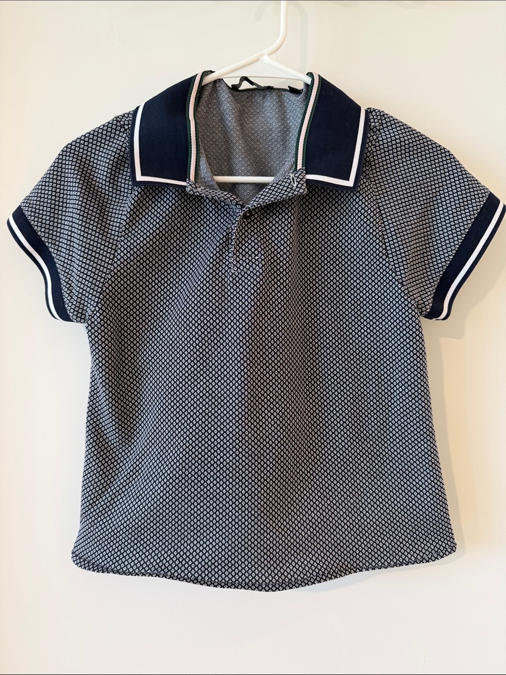 Ted Baker Women’s Navy Geometric Sailor Collar Short Sleeve Top